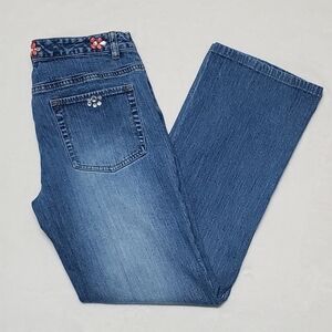 Vintage Retro Y2K Michael Kors Floral Bead Embroidered Cropped Flare Jeans 6